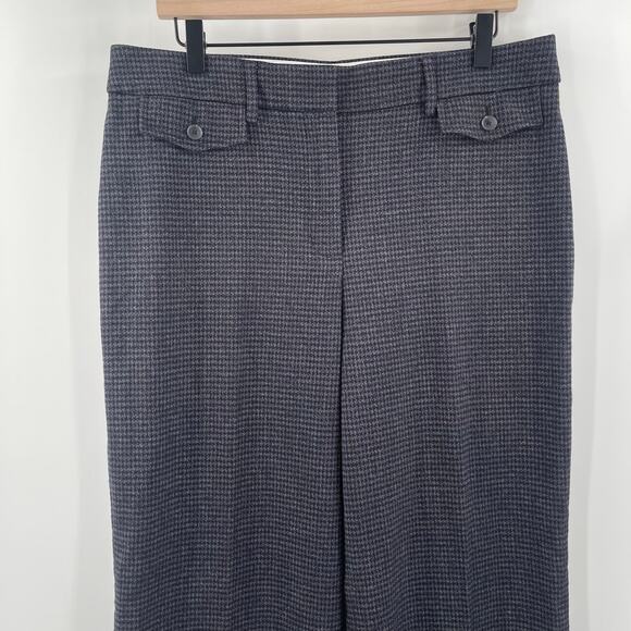 LOFT ANN TAYLOR Pants Size 12 High Waist Curvy Trouser Navy Houndstooth Stretch - Picture 8 of 15
